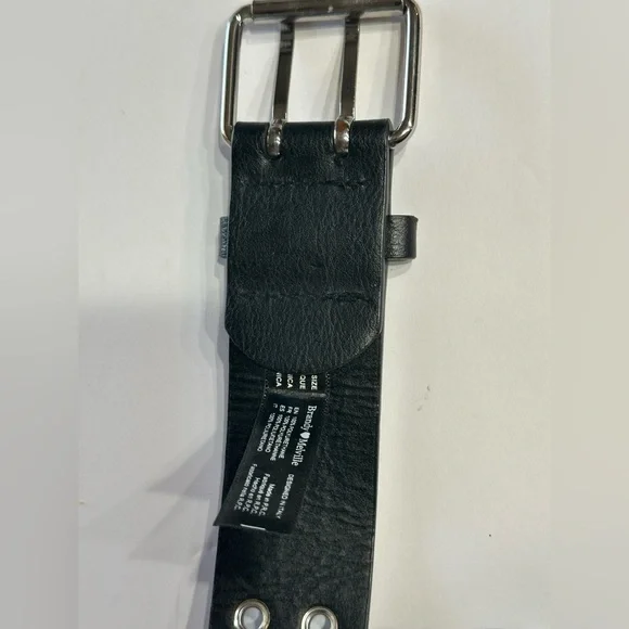 Brandy Melville Belt Black Faux Leather Double Holes One Size Silver Buckle - Picture 5 of 16